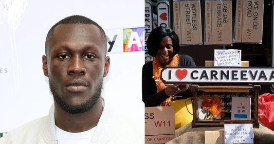 A feature image highlighting an online publication mention featuring Stormzy alongside my stall at Portobello Road Market showcasing designer giftware.