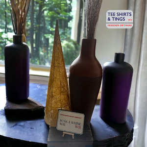 Buss A Whine Mini street sign  among a collection of tall vases