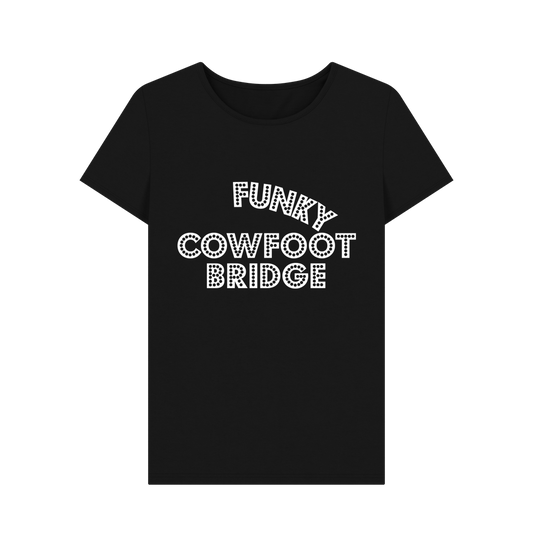 Black Women\u2019s cotton t-shirt - Funky Cowfoot Bridge