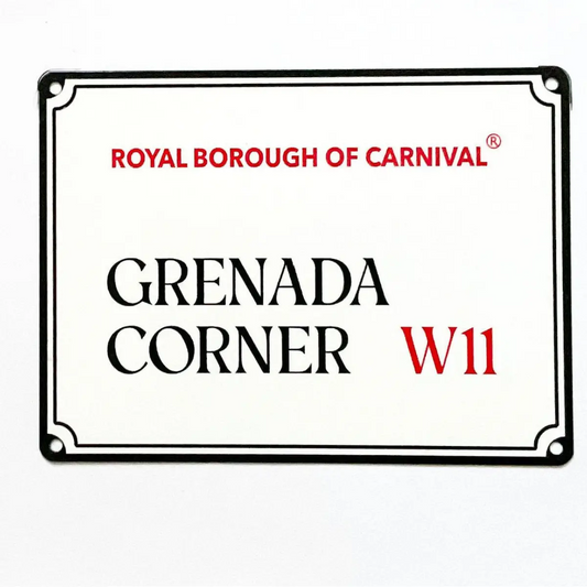 Grenada_Corner_mini_street_sign_on_white_background