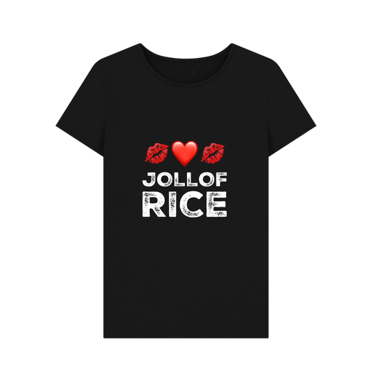 Black Women\u2019s cotton t-shirt  - Love Jollof Rice
