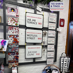 Large and mini metal signs display 