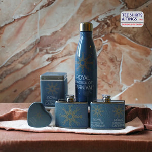 Blue collection on brown marble,