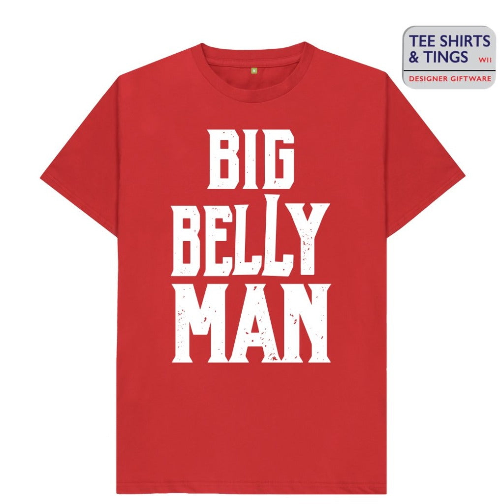 Big Belly Man - men's tee shirt red 100% organic cotton.