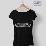 100% organic cotton scoop neck black women's tee shirt featuring I ❤️ CARNEEVAAL®️