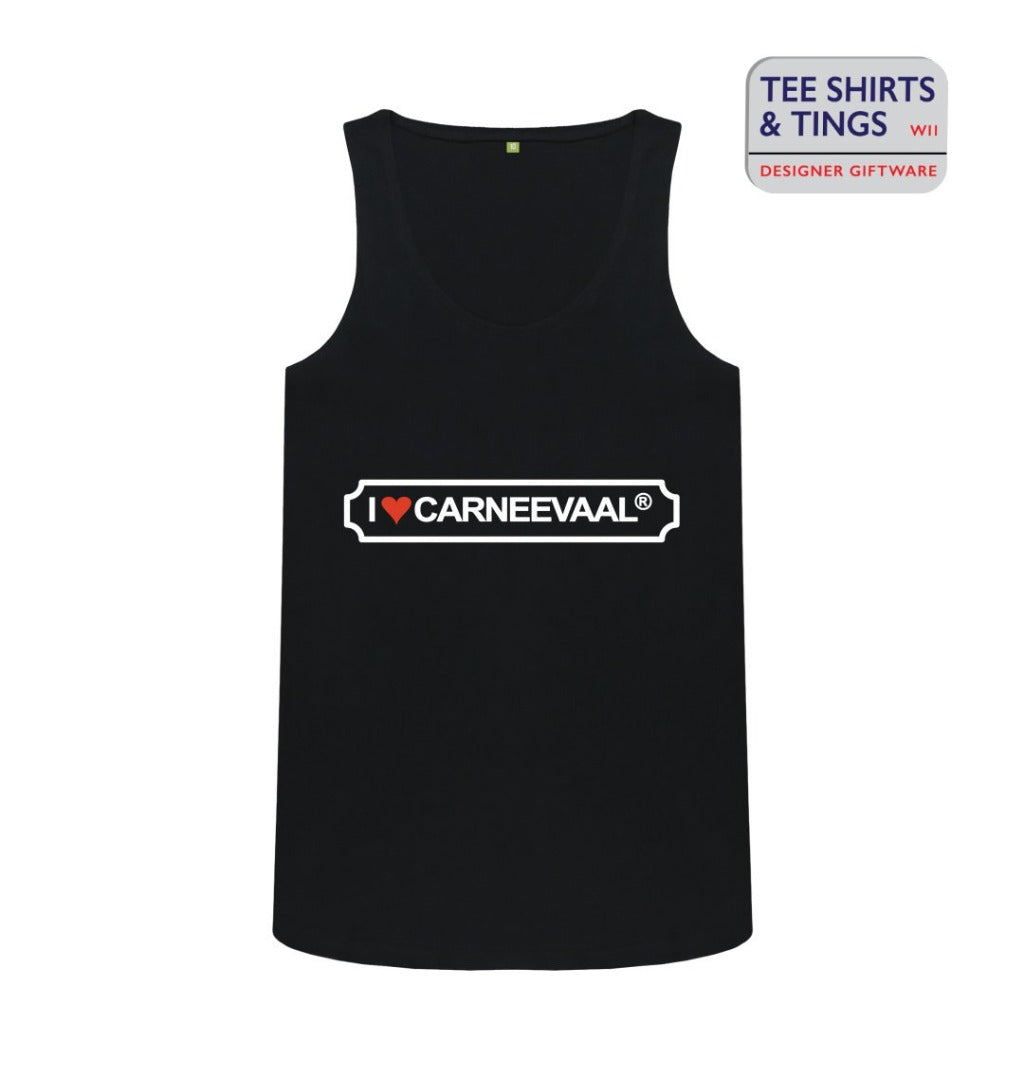 100% organic cotton tank black women's top featuring I ❤️ CARNEEVAAL®️